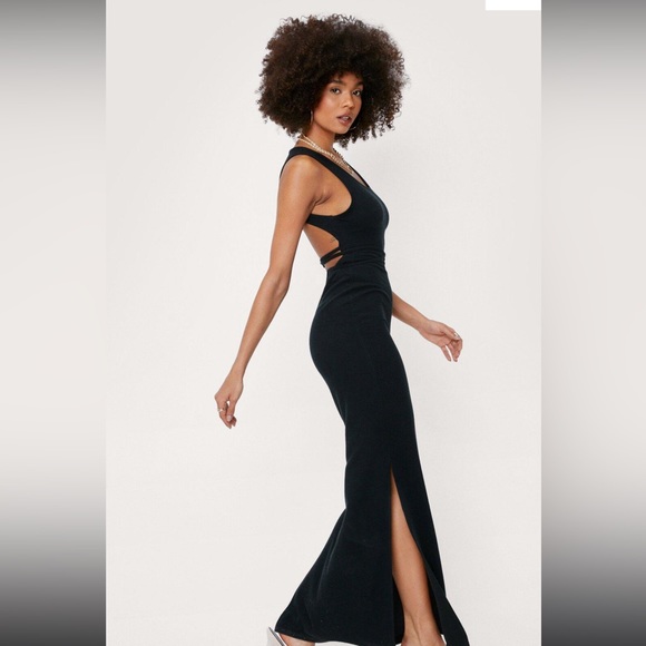 Nasty Gal scoop neck backless tie maxi dress sz 8 NWT - Picture 3 of 14